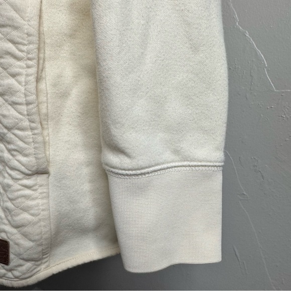 L.L. Bean Quilted Full-Zip Hoodie Lightweight Jacket Cream Mock Neck - Picture 5 of 11